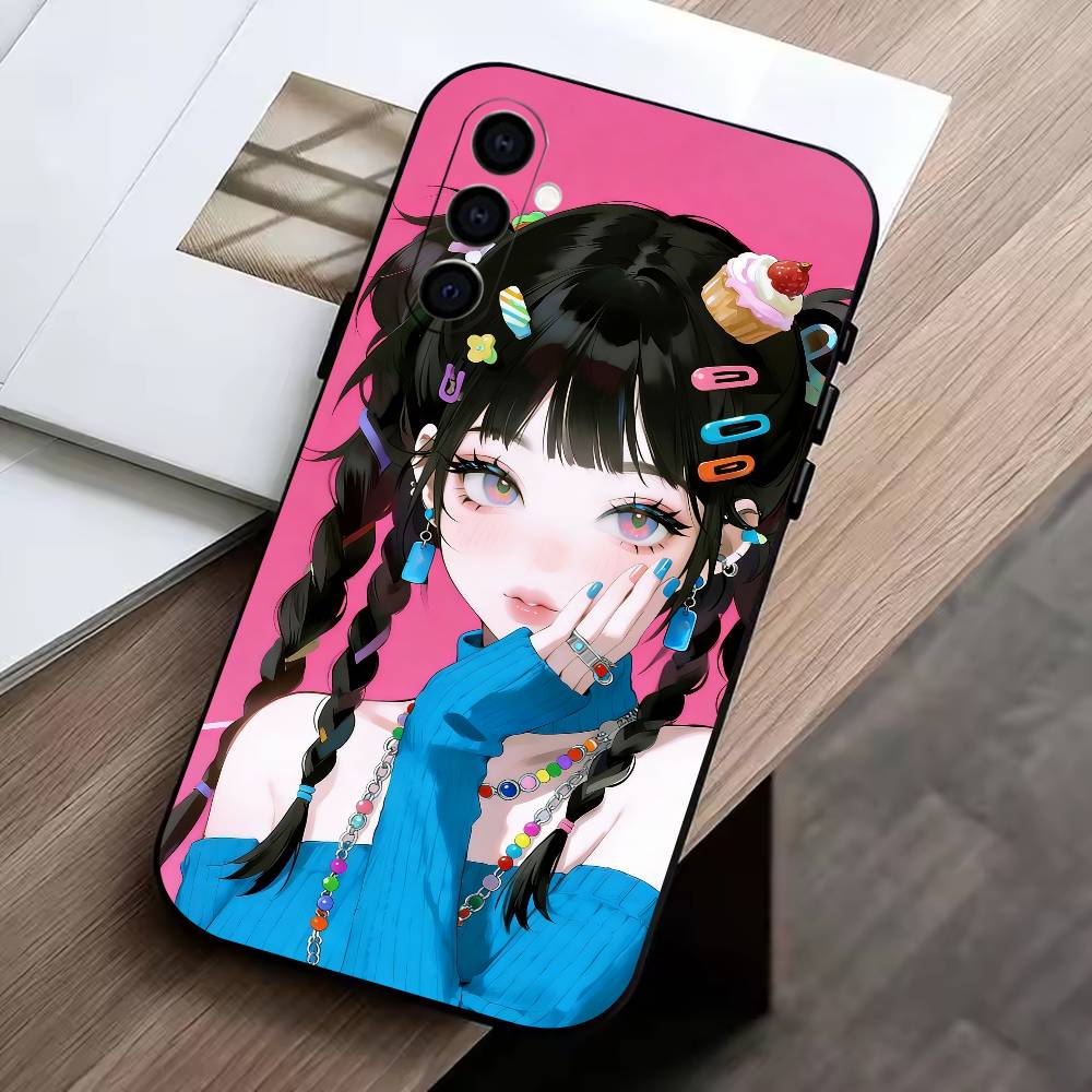 cute girl  Phone Case For Samsung Galaxy A73,A72,A71,A70,A53,A52,A51,Soft Silicone Black Cover