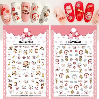 Ultratenké samolepky na nehty Fortune cats Obtisky na nehty Lucky Nail Art Tips Dekorace Gel Polish Dekor
