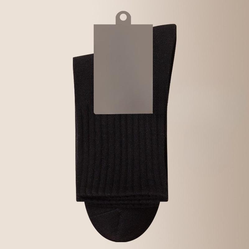 Men Spring and Autumn Pure Cotton Pure Color Sports Leisure Antibacterial Sweat Absorption Breathable Socks