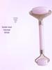 Heart-Shaped Rose Quartz Facial Roller & Gua Sha Massager for Skin Lifting and Muscle Relaxation.