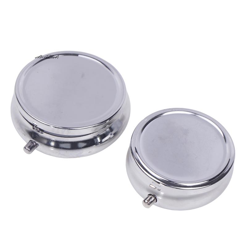 Stainless Steel round Metal Pill Boxes Medicine Organizer Container Compact Medicine Case for Tablets And Candy