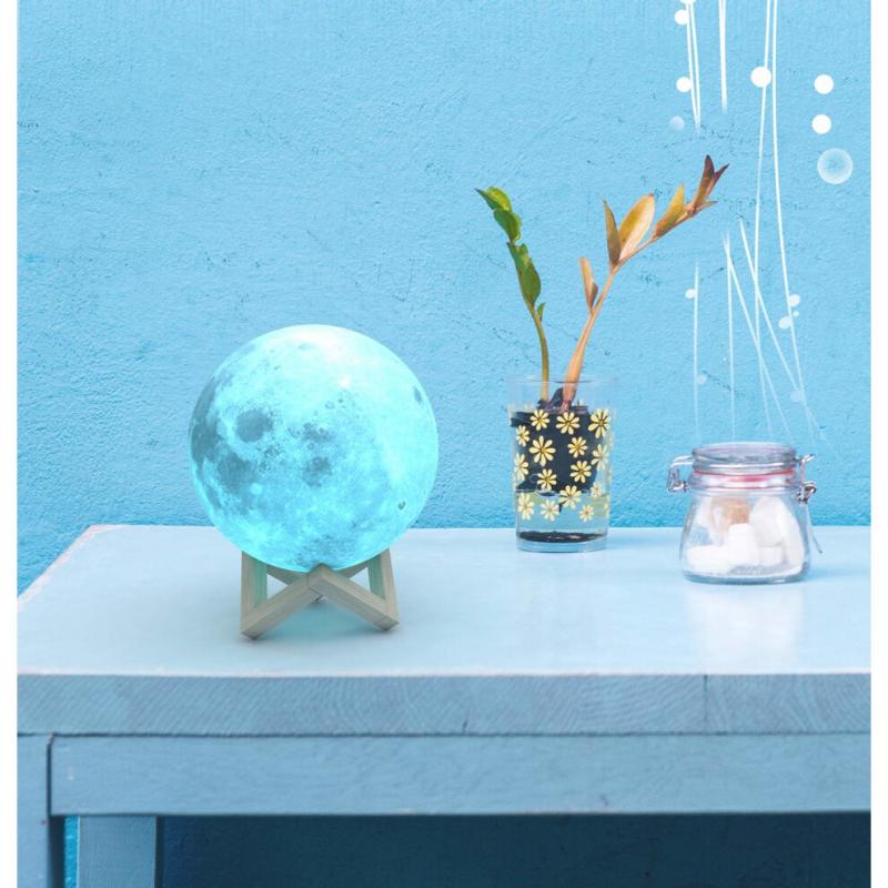 Full Moon Lamp, LED Lunar Night Light Remote Control Table Lamp Dimmable Brightness 16 Main Colors, 4 Light Conversion Modes with USB