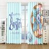 Easter Candy Cute Bunny High Blackout Curtains Holiday Decoration Curtain Living Room Bedroom Thick Blackout Drape Multicolor