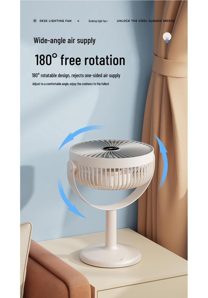 Rechargeable Desktop Fan with Ambient Night Light - Portable for Office, Home, Dorm