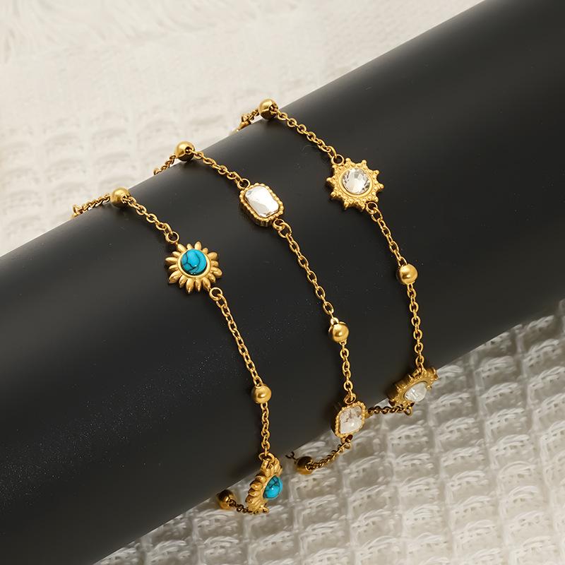 Sunflower Plated Blue Turquoise Zircon High-End Simple Jewelry Bracelet