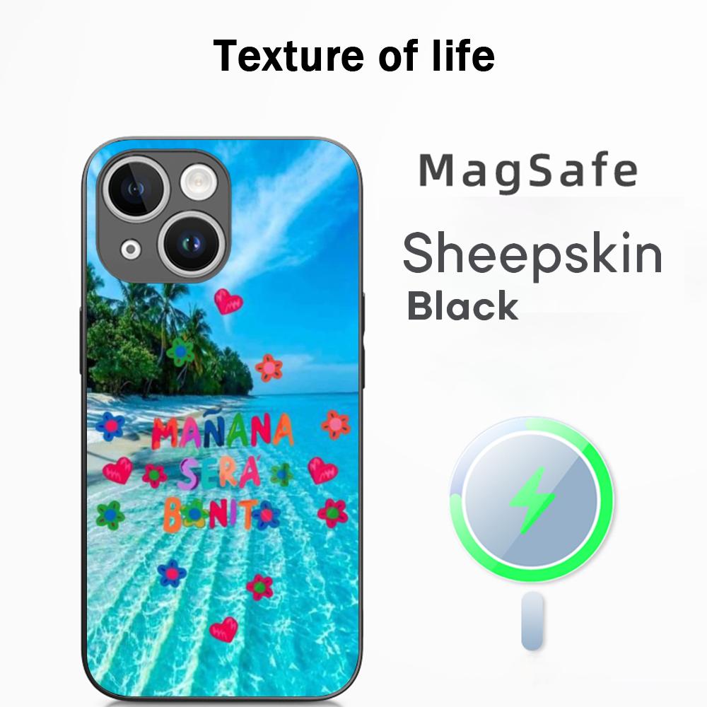 Cute pink Manana poster pattern design Phone Case For iPhone 17 16 15 14 13 12 Plus Pro Max  High-end Luxury Magsafe Sheepskin