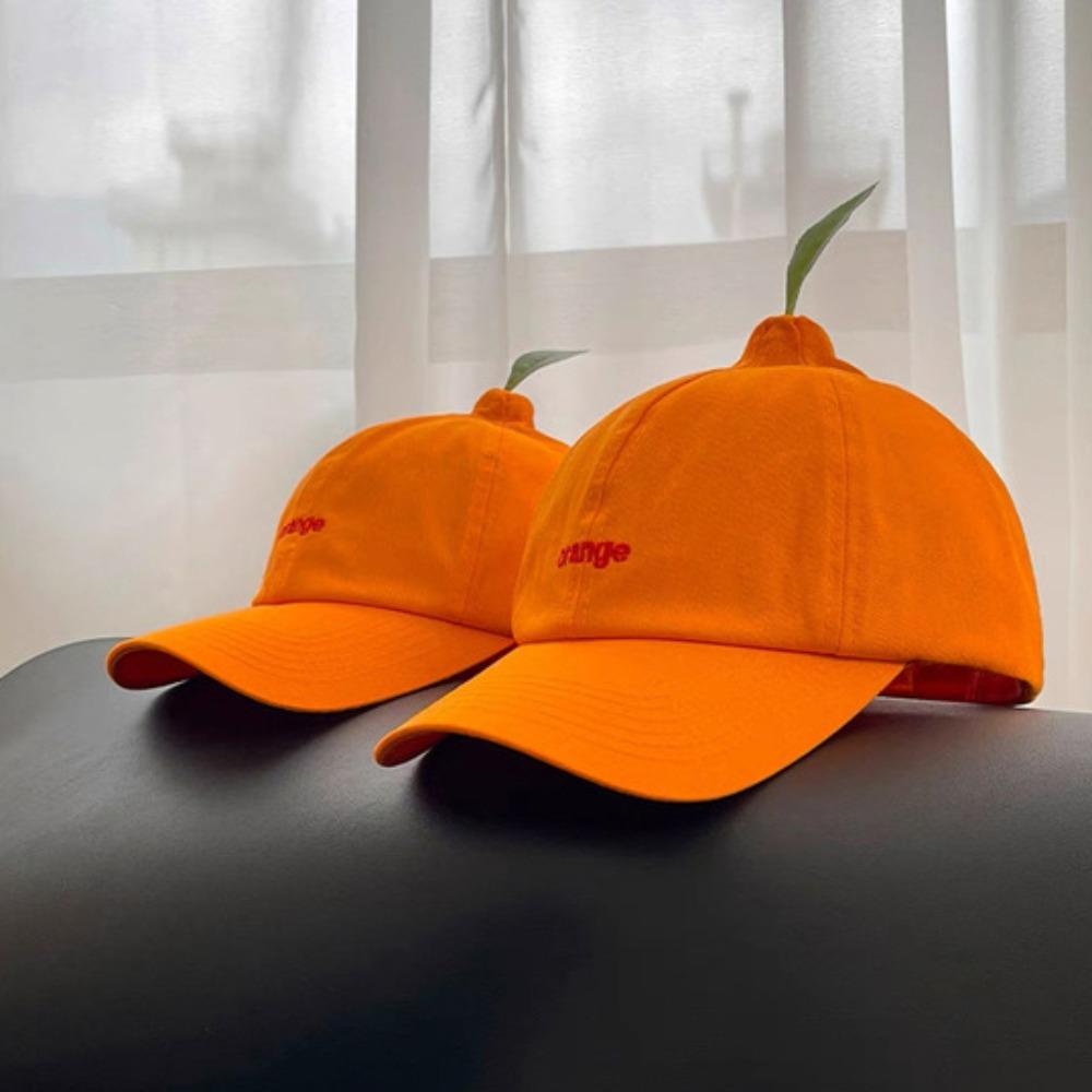 Peaked Embroidered Letter Hat Cotton Creative Orange Cap Orange Baseball Cap  Men