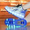 Inline Skate Shoes Children's Deformation Shoes 2 Wheel Roller Skates Dual-use Roller Skates for Boys and Girls LED Sneaker