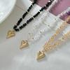 Simple and Fashionable Crystal CCB Bead Collarbone Necklace Ins Drip Oil Love Pendant Necklace for Women