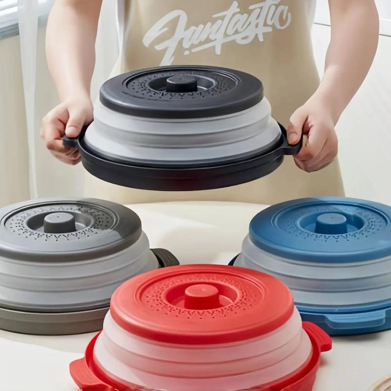 Microwave Food Splatter Cover Foldable Multifunction Splash Collapsible Guard Kitchen Gadget Colander For Meal Steaming Tray