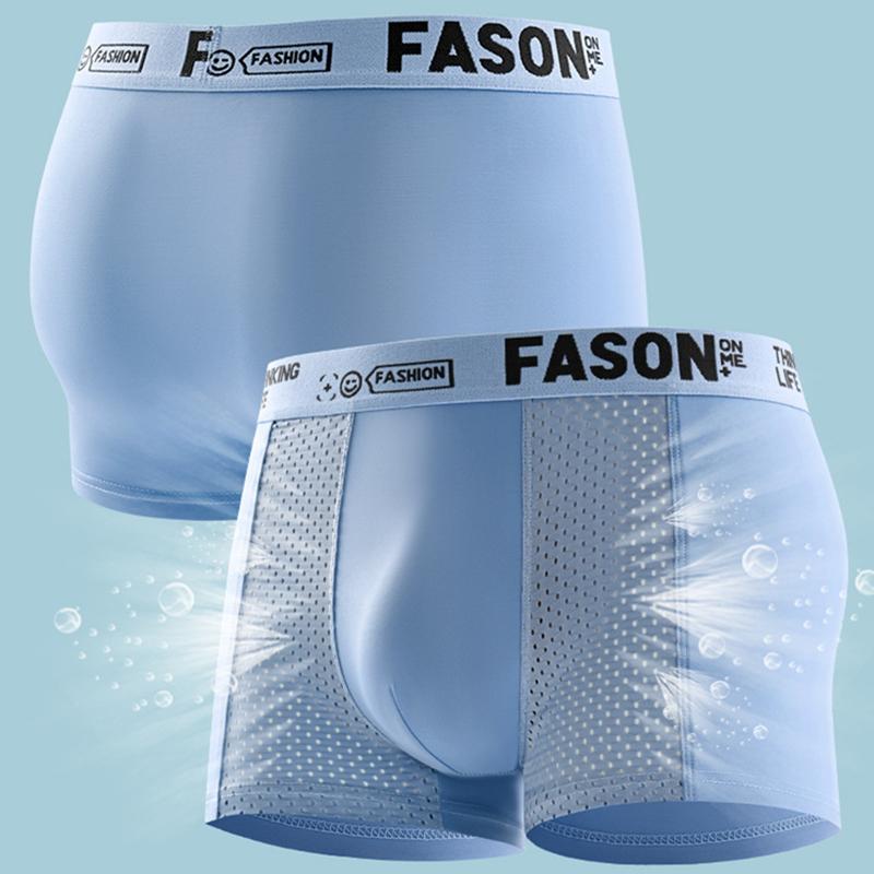 3 Pieces Men's Boxer Briefs Ice Silk Mesh Underwear Antibacterial Breathable Shorts Male Panties Underpants XL XXL 3XL 4XL