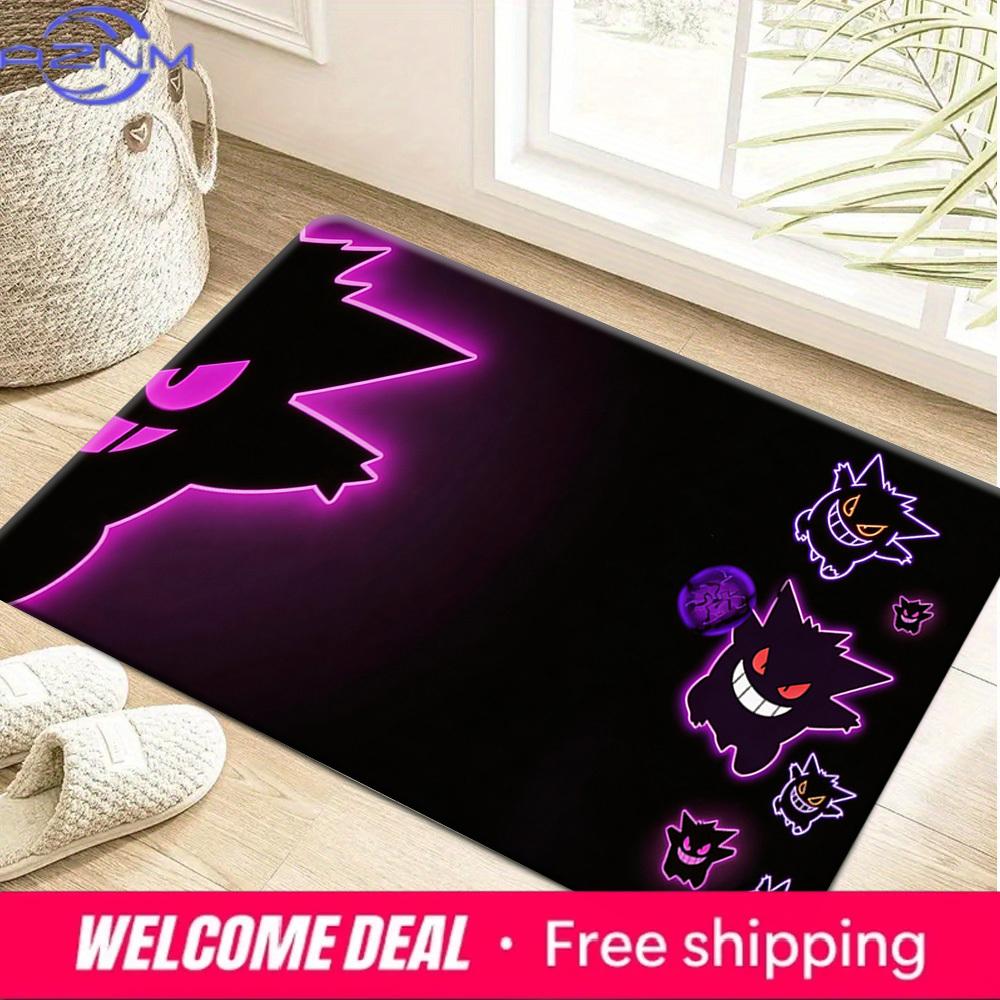 Pokemon Gengar Neon Purple Print Non-slip Doormat Soft Floor Mat for Home Decor 40x60cm