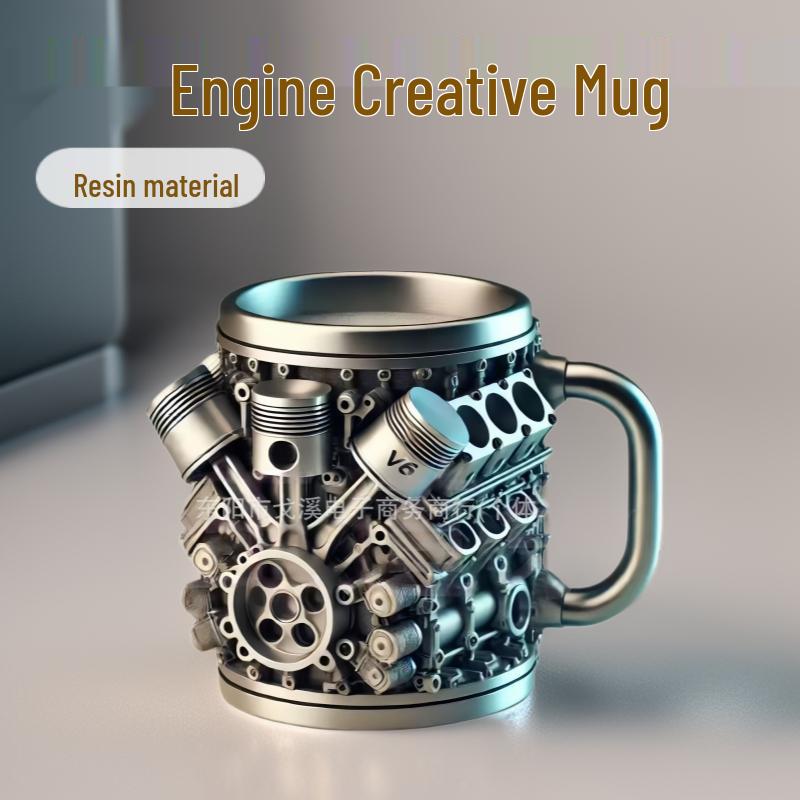 V8 Cup V6 Creative Resin Mug: High-End Mechanical Engine Ornament V8 Engine Cup