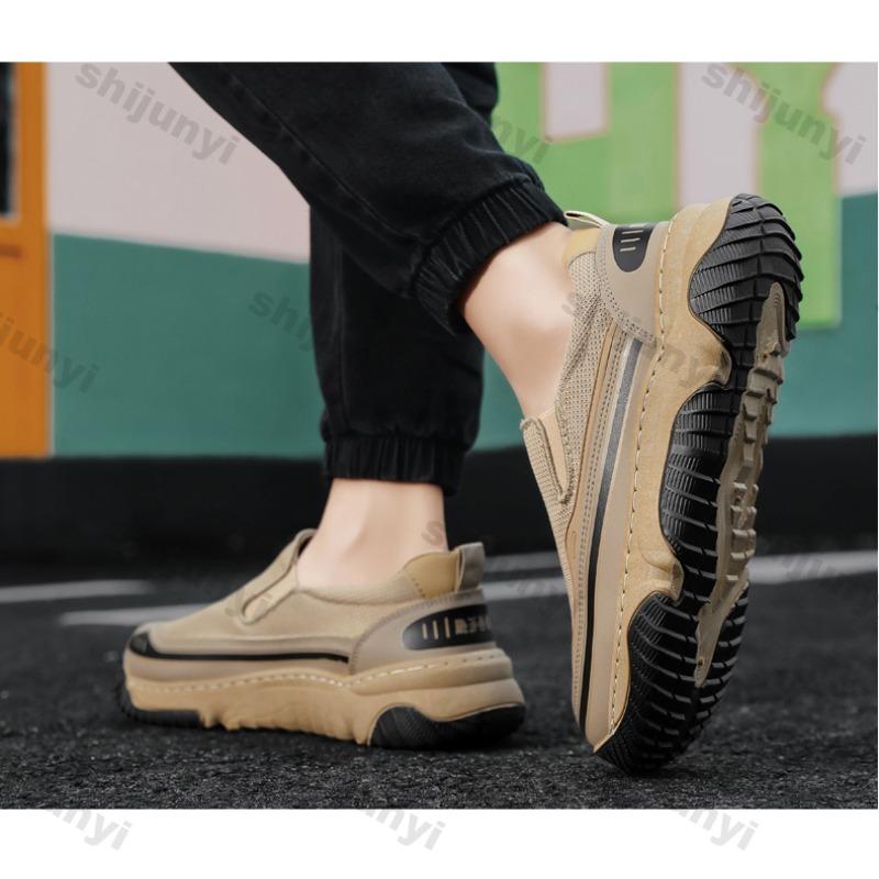 Fashion Men's Casual Flats 2025 Summer Mesh Breathable Platform Sneakers Fashion Comfortable Height Increase Slip On Vulcanized Shoes