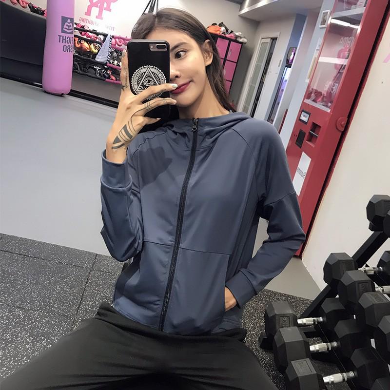 

Женская свободная спортивная куртка с капюшоном - Быстрый рукав для йоги и бега L