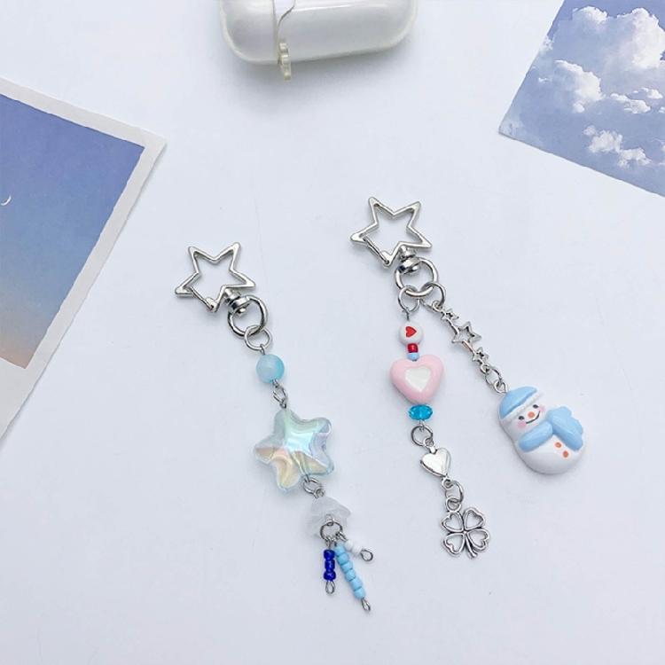 Sweet Star Heart Bead Charm Pendant Chain Phone Straps Pocket Keychain Strap