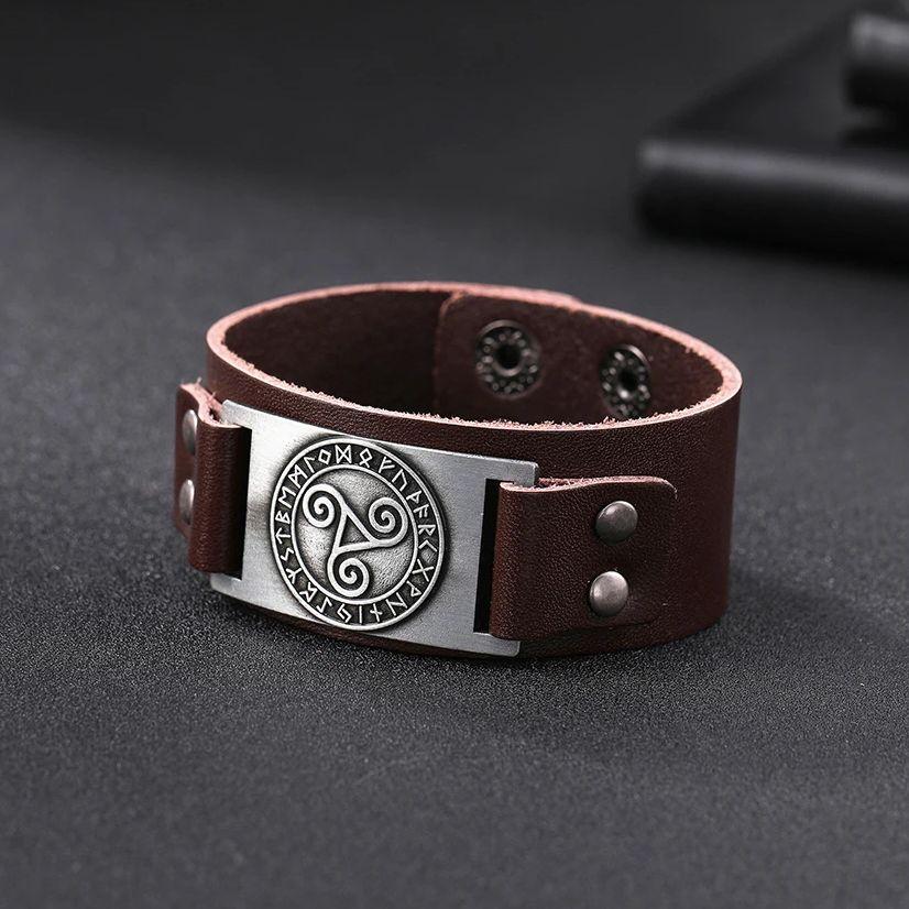 Viking Runes Bracelet Leather Wrap Cuff Talisman Charm for Men Women Wicca Jewelry Gift Accessories