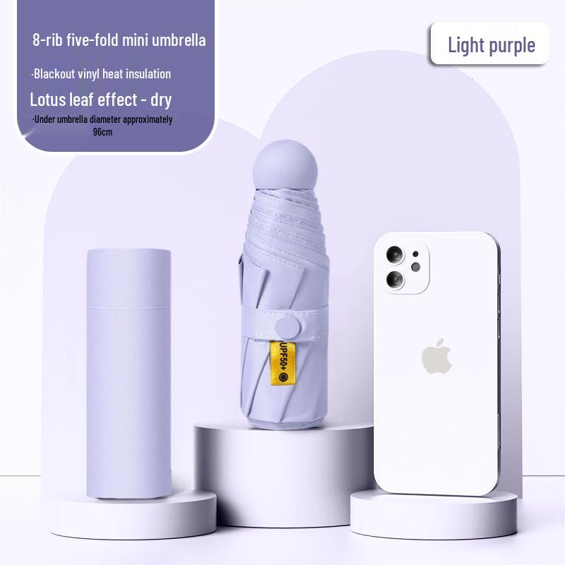 Lätt UV-skyddande Kapselparaply - Bärbart Dubbelanvändningssolskydd för Kvinnor, Soliga och Regniga Dagar