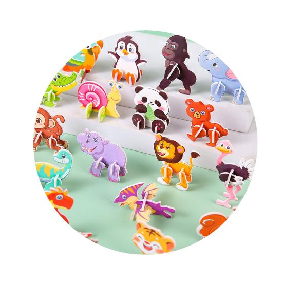 30Pcs DIY 3D Puzzle Set Insect Dinosaur Animal Letter Puzzle Assembly Activity Game Kids Educational Jigsaw Toy Classroom Prizes Party Favors
