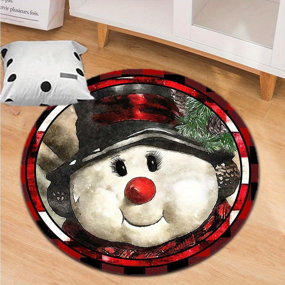 1 Piece Christmas Round Rug Suitable For Living Room Bedroom And Kitchen Home Decoration Room Decoration Gift For Friends And Family