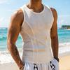 Canotta Estiva da Uomo a Coste Scollo a O Senza Maniche Camicia Traspirante Monocolore Vestibilità Slim Elasticizzata Casual Palestra Sportiva T-shirt