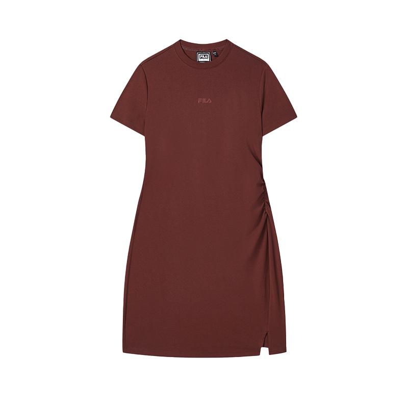 New FILA ORIGINALE Short Sleeved Dress Women's Terracotta Red Brown F51W529313F-BN