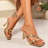 2024 New Summer Fashion Open Toe Leopard Women's Slippers Casual Leather Beach Dress Ladies High Heels Large Size Sexy Pumps