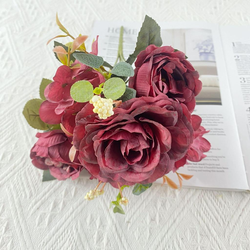 6 Heads European Peony Hydrangea Simulation Flower Home Decoration Wedding Photography Props Decoration