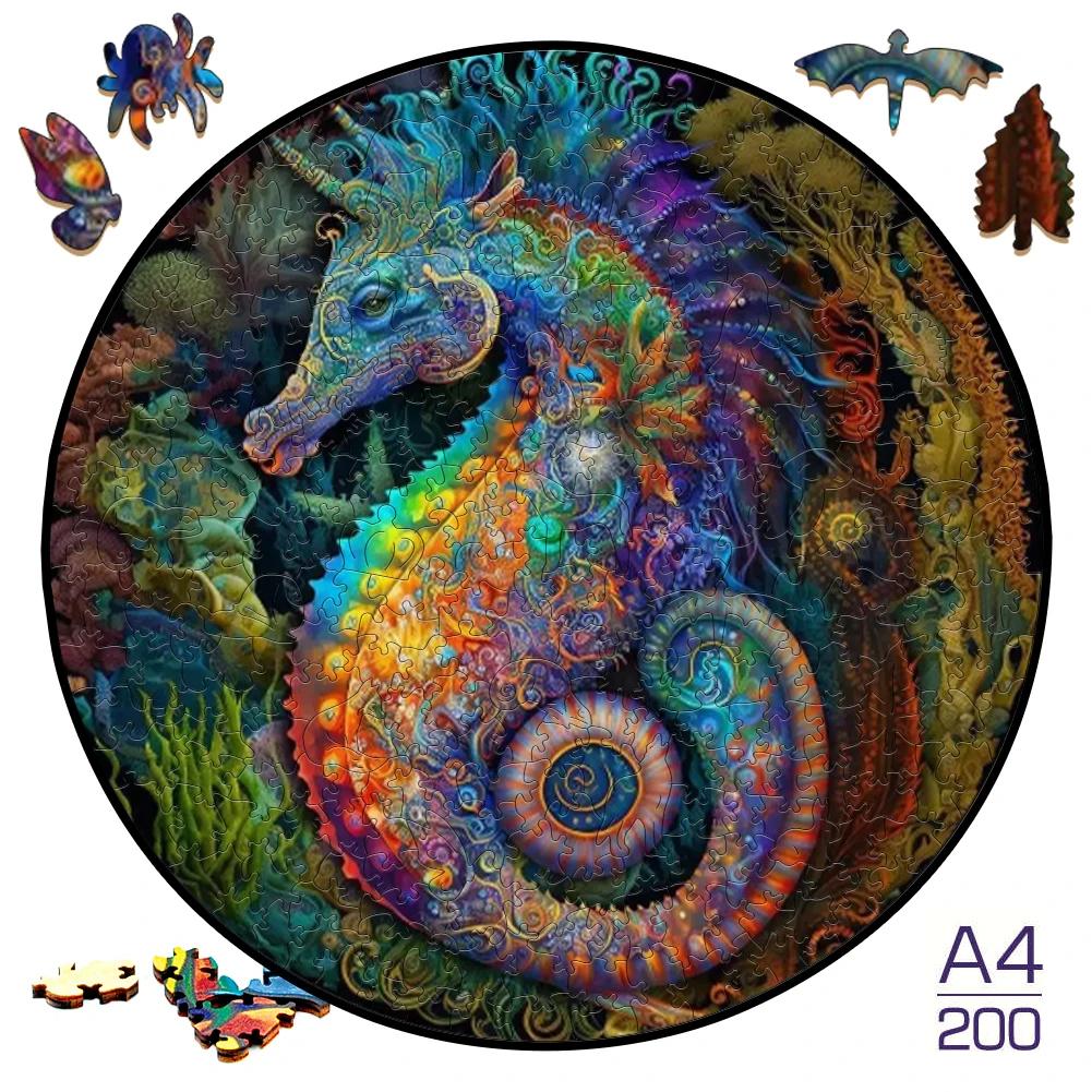 Round Draw Unique Wooden Puzzles for Educational Toys Adults Puzzles Games Wooden Jigsaw Home Decor Crafts Gift