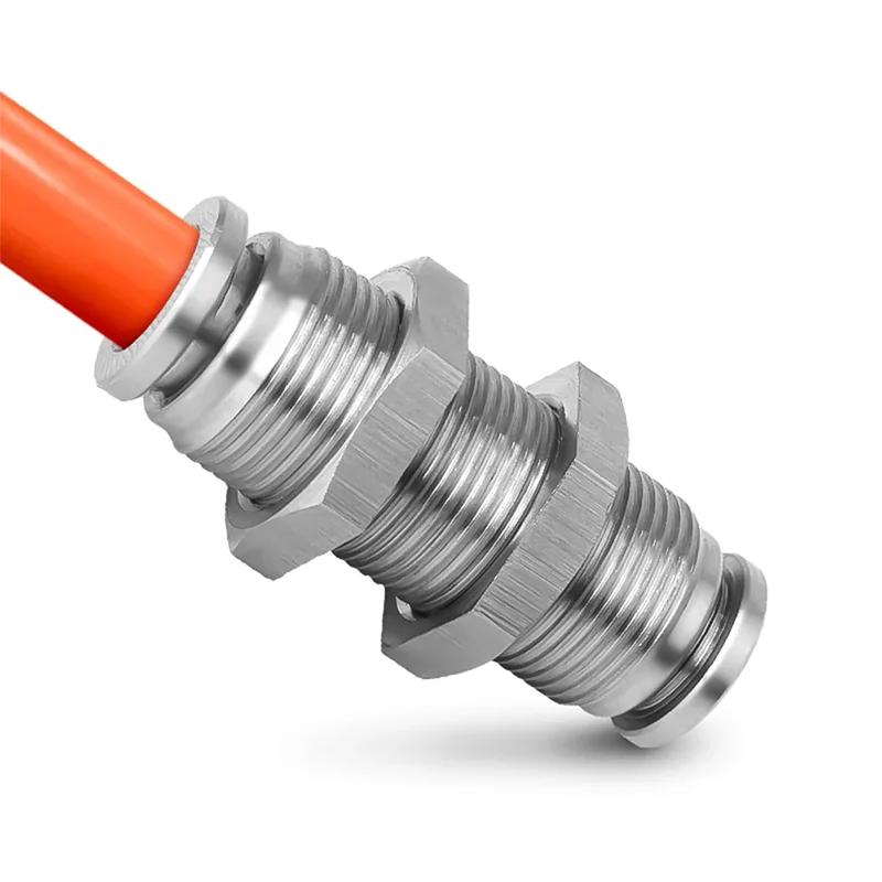 10PCS PM 304 Stainless Steel Fitting Metal Pneumatic Quick Coupling -4/6/8/10/12/14/16mm Push In air Hose Connector