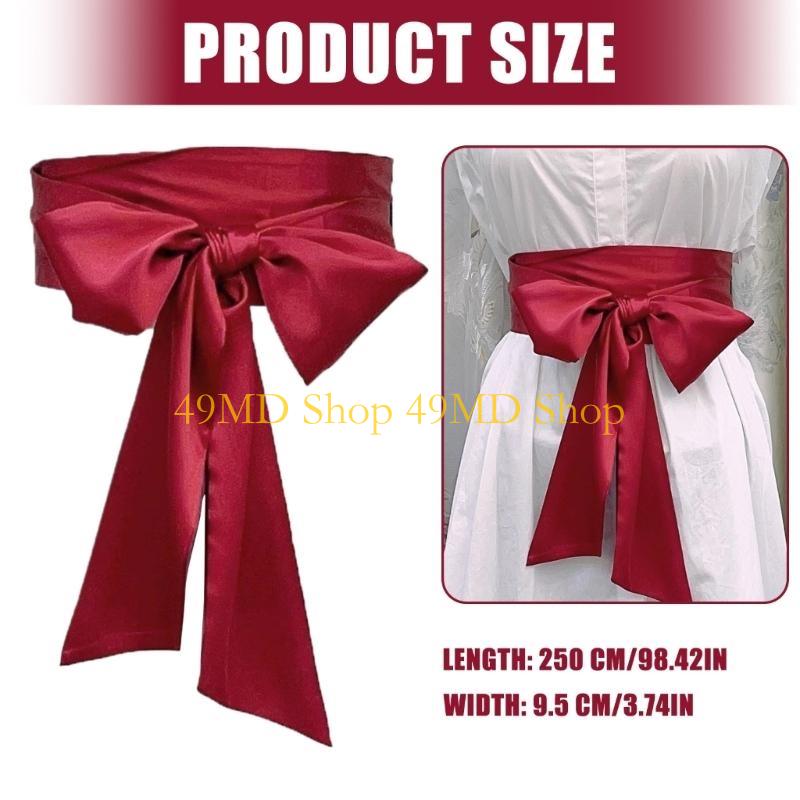 49MD 250cm Bowknot Waist Belt Dress Decoration Waist Strap Women's Skirt Waistband Long Ribbon Bowknot Wide Belt Girdle