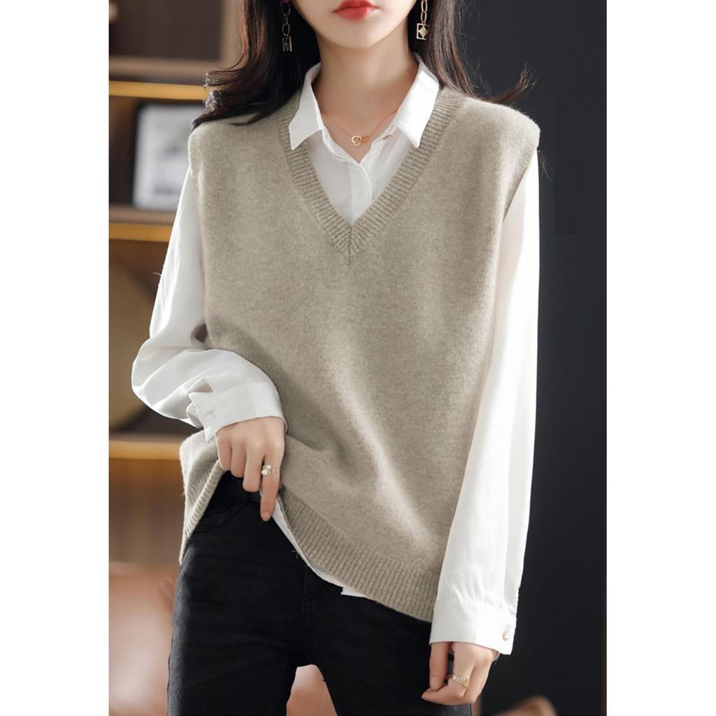 SeiunAn Knit Perfect for and This Solid Color Top with Sleeveless Design Is Stylish and Loose Perfect for or This Gilet Is Perfect for Office or