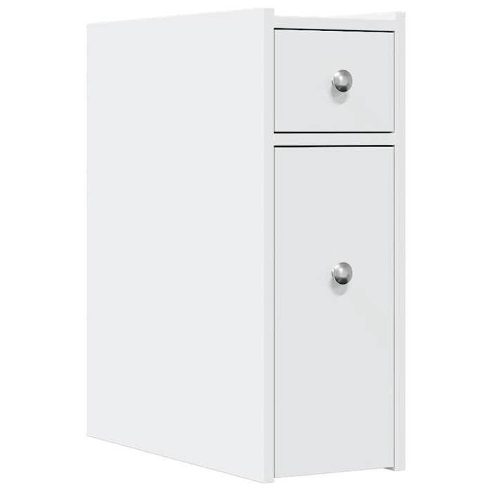 VidaXL Armoire de salle de bain étroite avec roulettes blanc, armoire de salle de bain haute, rangement de salle de bain 855286