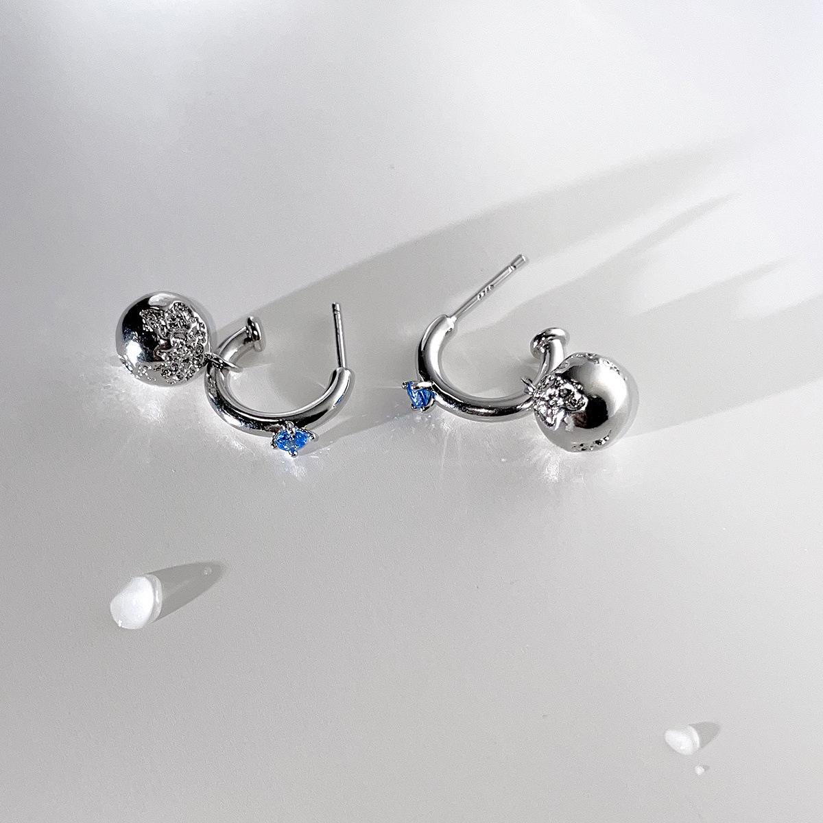 

Серьги-подвески «Игла» из серебра 925 пробы с подвеской «Земля» для женщин, уникальный дизайн, крутые серьги с цирконием, простые и нежные серьги 925 Silver Needle