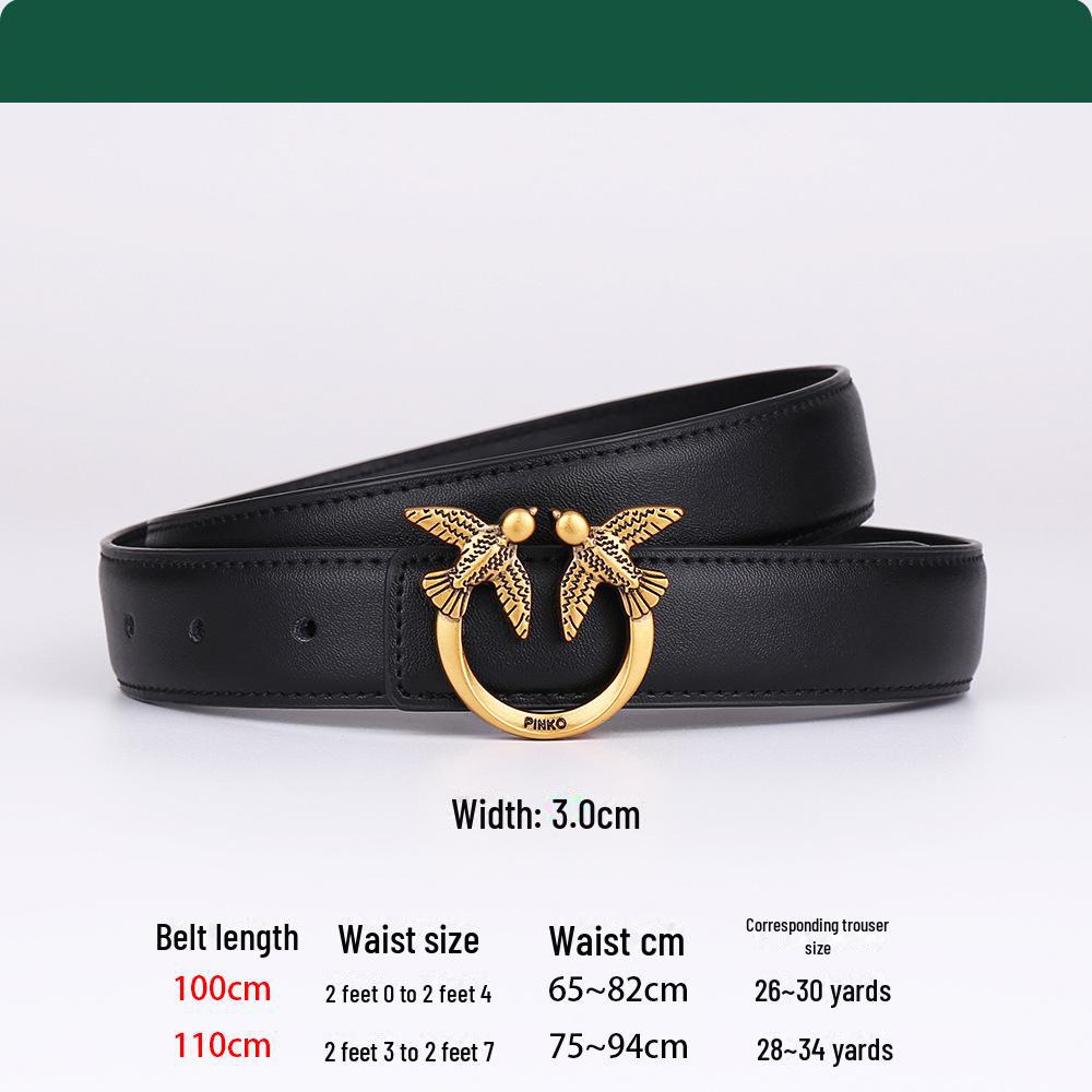 Dámský opasek z pravé hovězí kůže v retro vyřezávaném stylu - jednoduchý literární styl pro běžné nošení v džínách