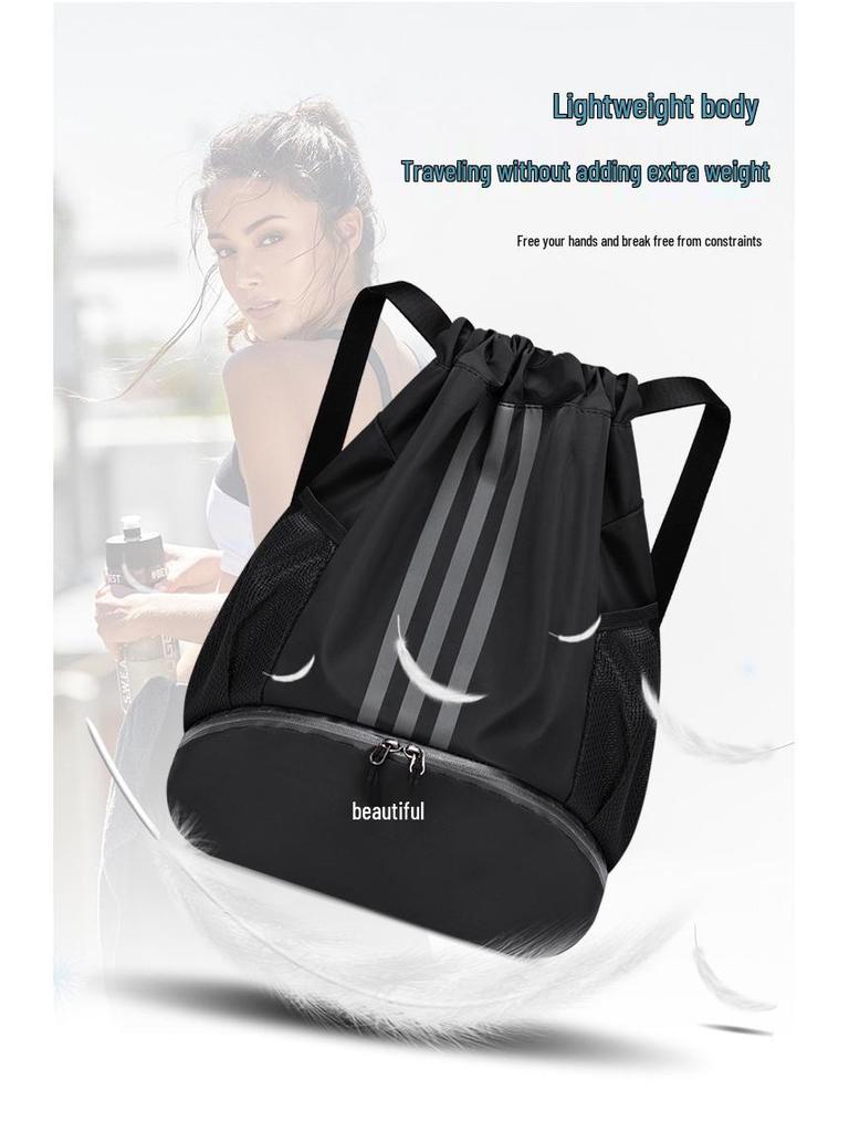 Lightweight Water-Repellent Striped Nylon Drawstring Bag - Spring Outdoor Sports & Gym Backpack