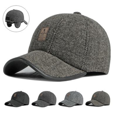 Winter Hat Men Ear Protection Warm Outdoor Cap Vintage Thickened Velvet Baseball Cap Dad Hat Snapback Peaked Cap