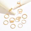 European and American simple retro flower butterfly ring set temperament versatile metal plain ring stacked hand jewelry women