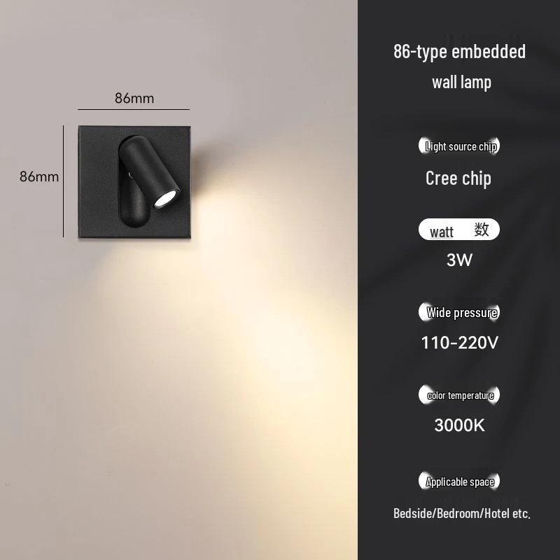 Drehbare 86er Dose: Kreative Schlafzimmer- & Hotel-LED-Wandleselampe