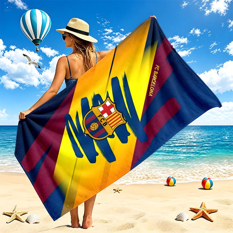 FC Barcelona Beach Towel Quick Dry Soft MicrofiberSand Resistant Oversized Cabana Bath Sheet for Swimming Pool Travel Gift
