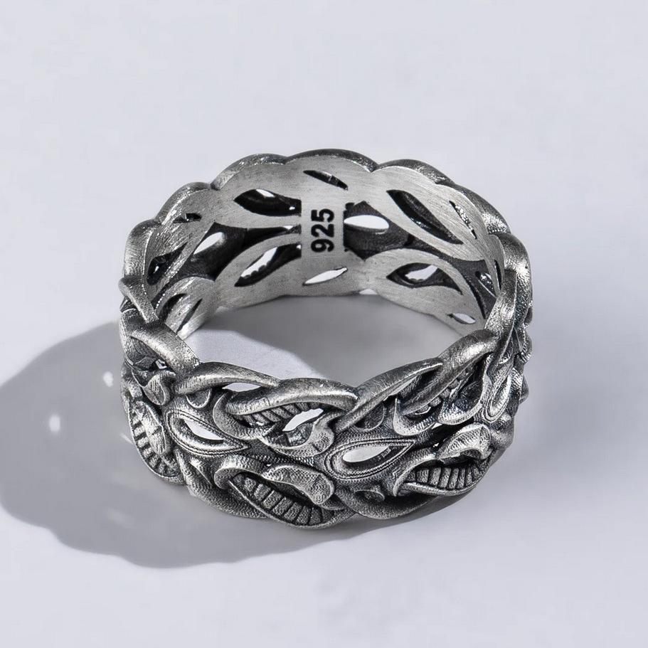 New Fashionable Punk High-End Ring with Tree Vine Wrap Design, Popular Men's Ring for Direct Sale