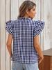Summer Tops Double Layer Ruffled Hem Cute Sweet Girls' Dresses Check Short Sleeve