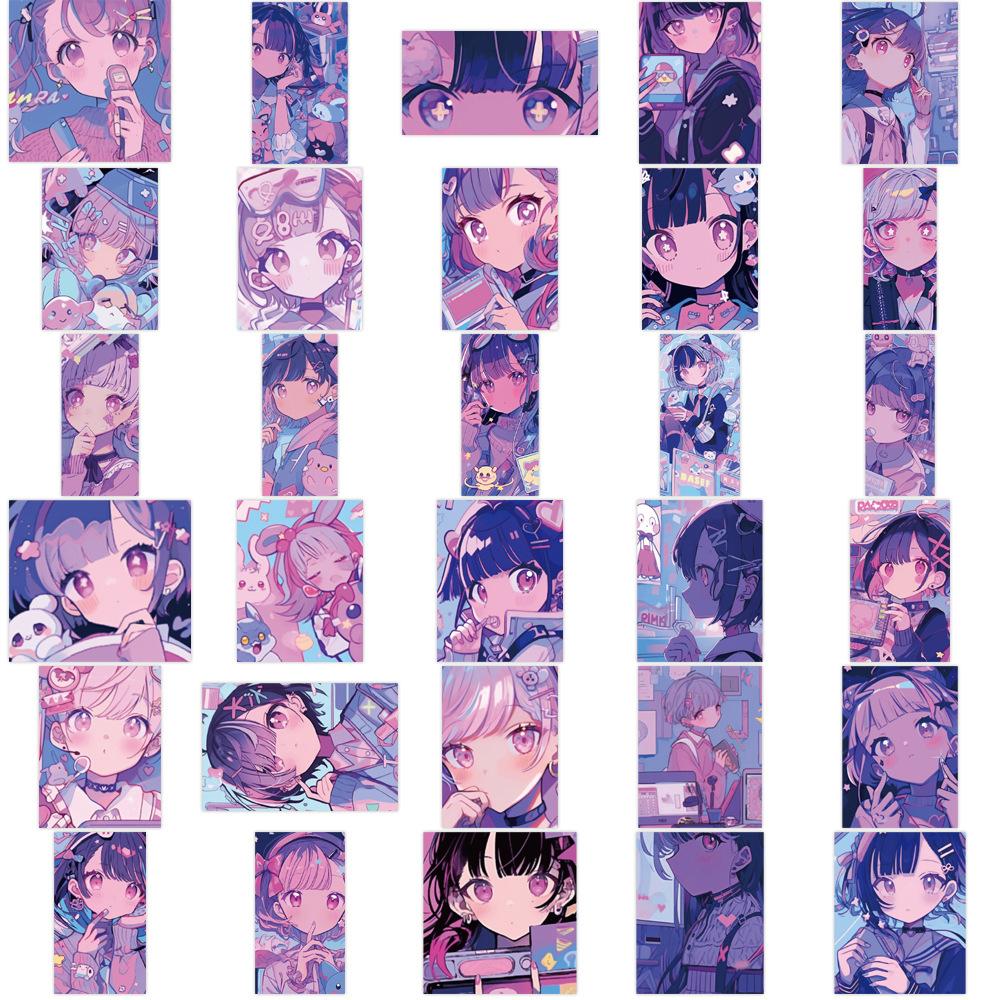 61 Purple Steam Wave Girl Graffiti Stickers Decorate Guitar Notebook Suitcase DIY Waterproof