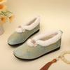 Women Ethnic Style Shallow Flat Sole Cotton Shoes Winter New Plush Keep Warm Round Toe Slip On Soft Sole Lightweight Hanfu Shoes