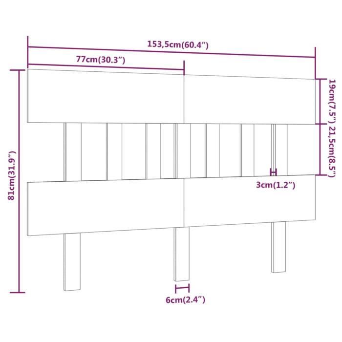 VidaXL Headboard Grey 153.5x3x81 Cm Solid Pine Wood 819127
