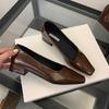 2025 New Fashion High Heels Women Square Toe Pumps Elegant Low Heel Footwear Shallow Comfort Office Women Shoes Tacones