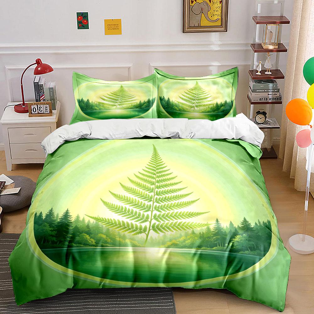 Grüne Naturlandschaft Kunst-Set Weiche Bequeme Bettbezug Bettwäsche-Set Enthalten 1*Bettbezug & 2*Kissenbezüge, Geschenk