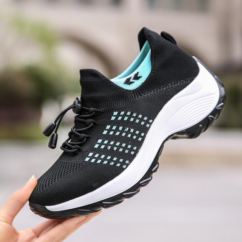 Spring Mesh Casual Shoes Breathable Knitted Socks Sneakers Women Shoes Thick Sole Sports Shoes Comfortable Walking Sneakers