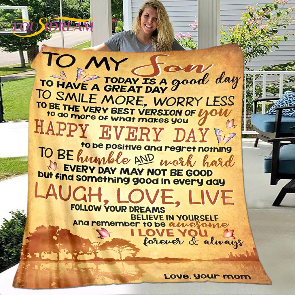 To My Son Plush Lion Wolf Eagle Dragon Quilt Blanket,Flannel Blanket Throw Blanket for Living Room Bedroom Bed Sofa Gift for Son