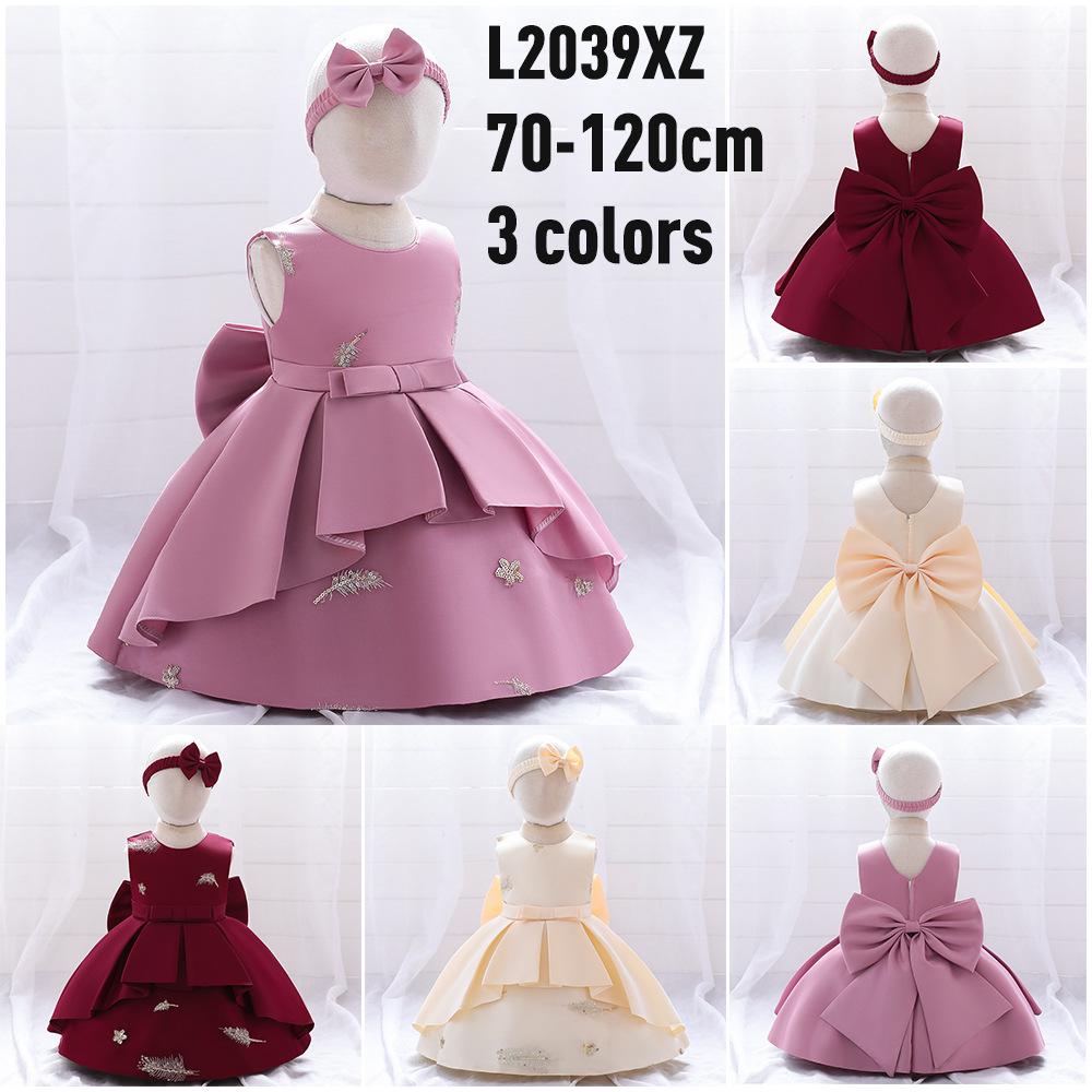 European Princess Dress: Baby Girl's Bow & Flower Formal Gown for Birthdays & Runway Shows